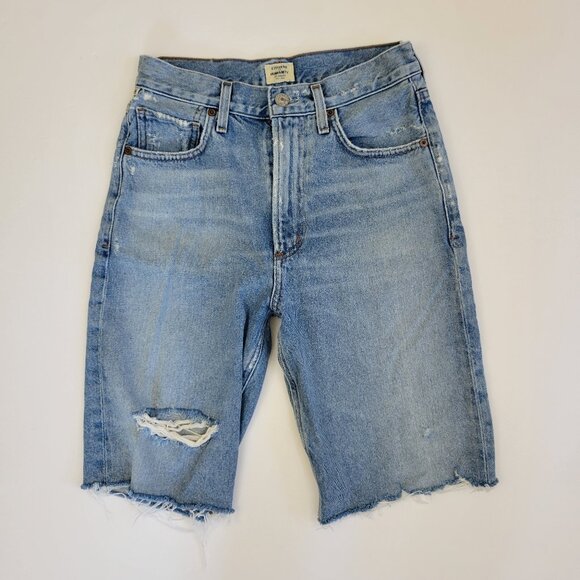 COH Libby Relaxed Bermuda Denim Distressed Cut Off Short in Seventeen